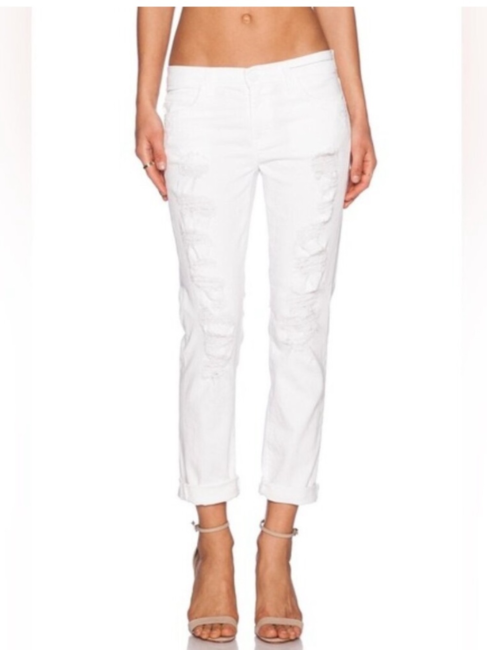 current Elliot Women’s jeans white boyfriend size 26 distressed straight leg